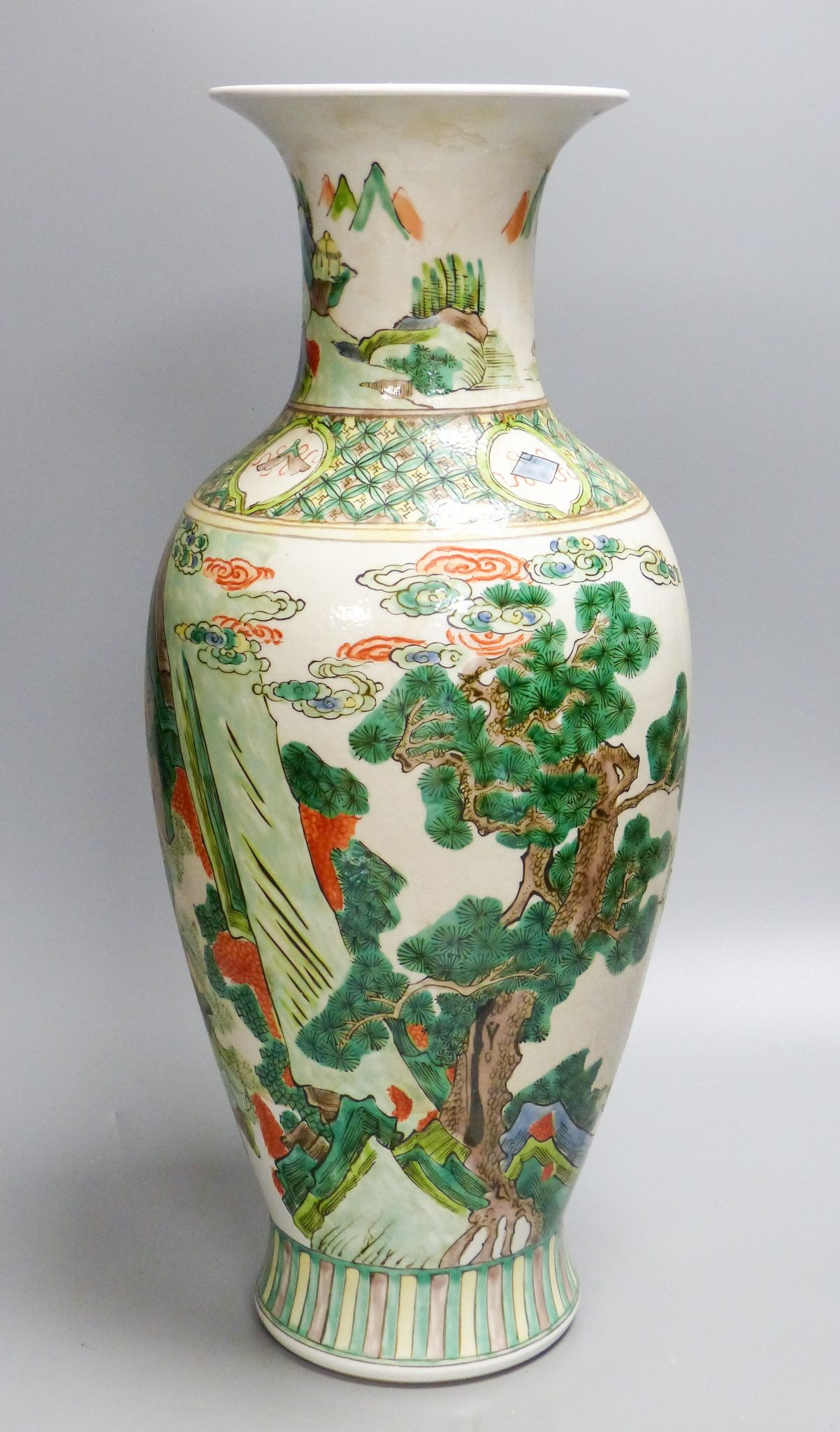 A Chinese famille verte vase, 45.5cm high